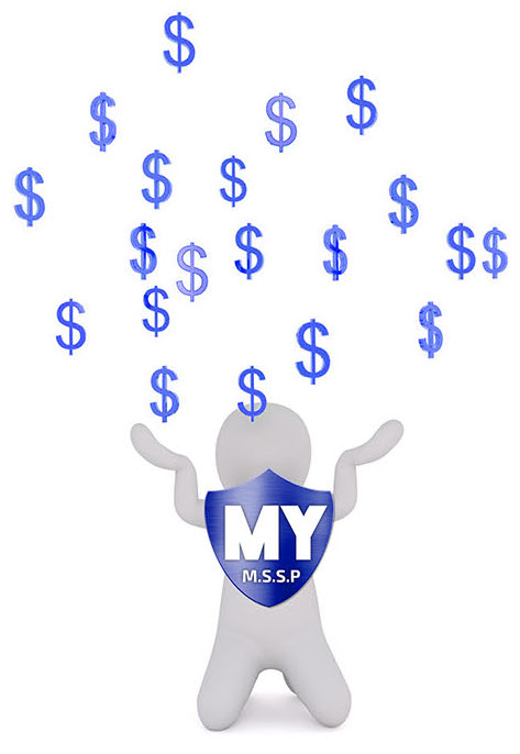 MYDWARE character celebrating dollar-sign grants