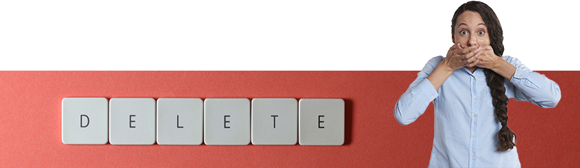 A DELETE keyboard key — illustrating that the #1 cause of data loss is employees, not natural disasters